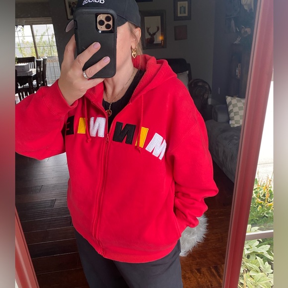 Disney Parks Minnie Embroidered Zip Up Hoodie, Color Red, Size Medium. - Picture 2 of 12